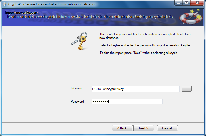 Figure 13: Import server keypair